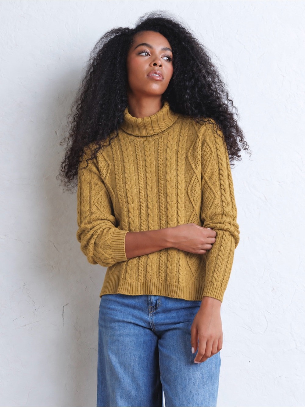 Splendor Yellow Cable Knit Sweater S